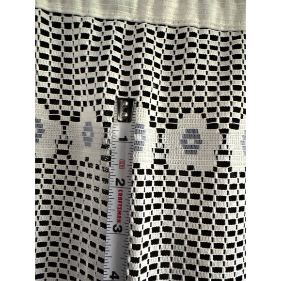 Lace Kitchen Cream & Blue Curtain Valance 27"W X 25"L Hearts Flowers Design - Picture 6 of 7